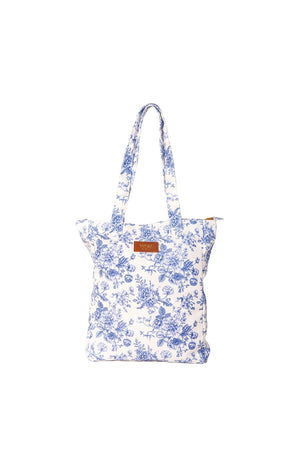 Tote bag en toile recyclée - Toile de Jouy-Bleu