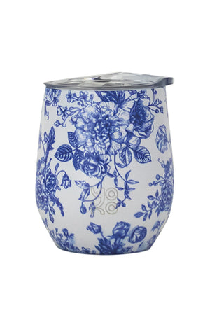 Mug isotherme avec couvercle - Toile de Jouy - Bleu - 250 ml
