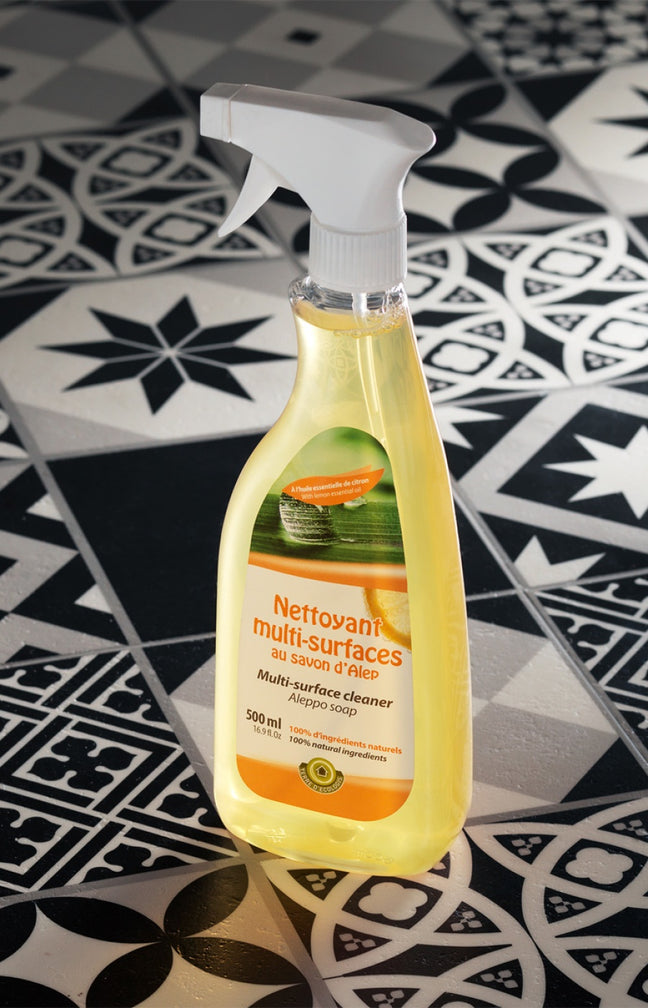 Nettoyant multi-surfaces au savon d'Alep - Huile essentielle de citron - 500 ml