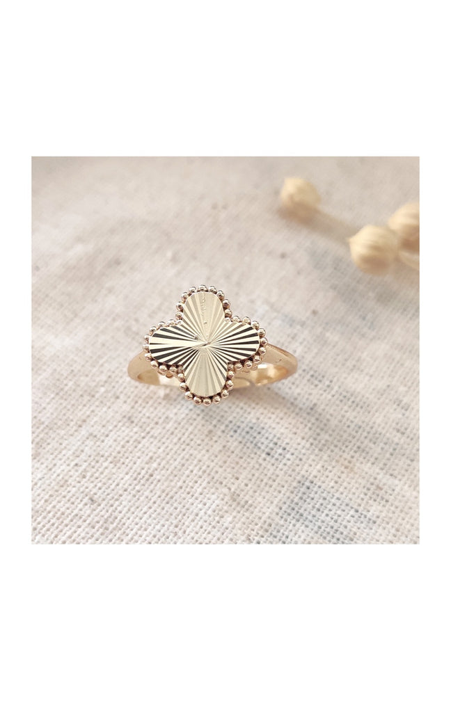 Bague réglable trèfle - Laiton plaqué or