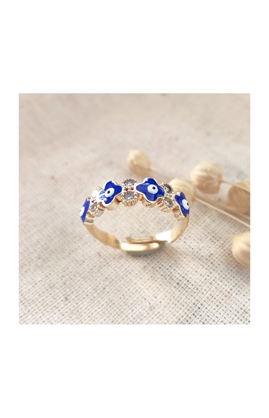 Bague porte bonheur - Laiton plaqué or & zircons