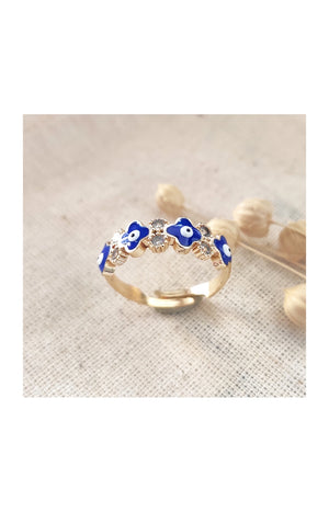 Bague porte bonheur - Laiton plaqué or & zircons