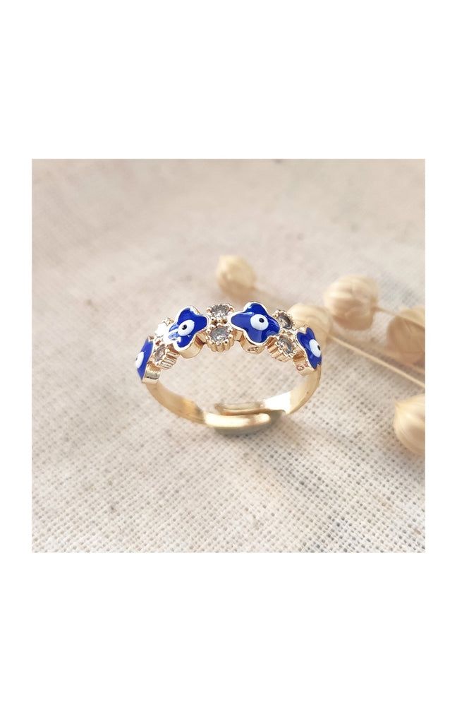 Bague porte bonheur - Laiton plaqué or & zircons