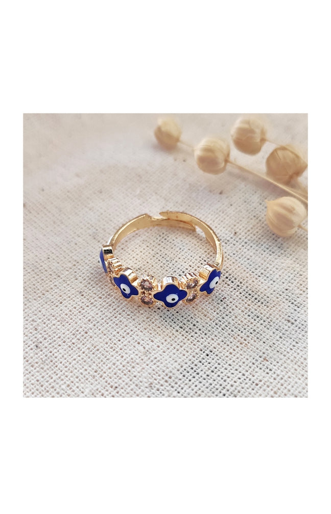 Bague porte bonheur - Laiton plaqué or & zircons