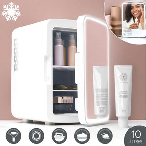 Réfrigérateur pour cosmétiques - Miroir & led - Blanc
