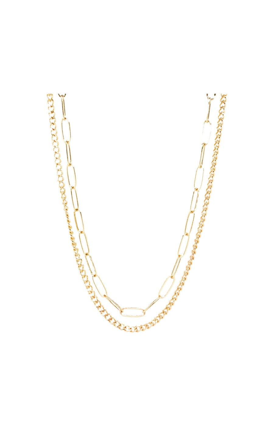 Collier double chaîne - Laiton doré