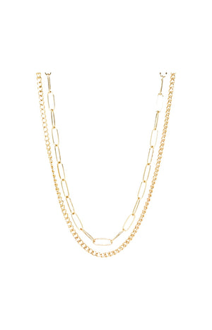 Collier double chaîne - Laiton doré