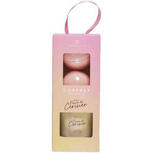 Coffret bougie & bombe de bain - Fleur de cerisier - 3 produits