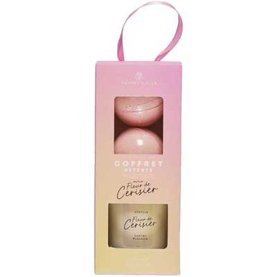 Coffret bougie & bombe de bain - Fleur de cerisier - 3 produits