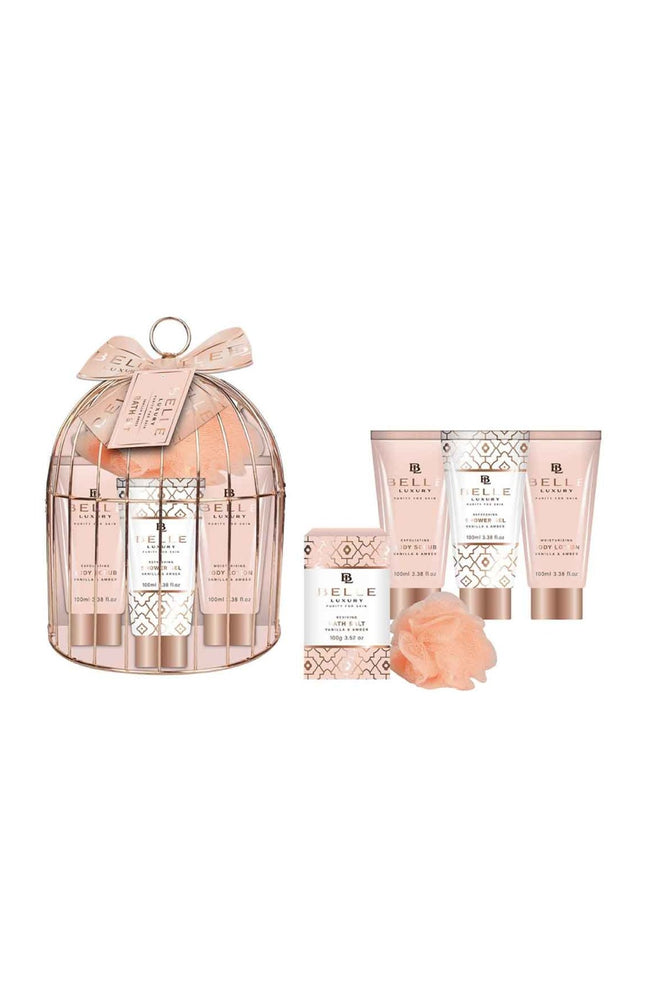Coffret de bain & cage dorée - Belle Luxury in Amber - 5 produits