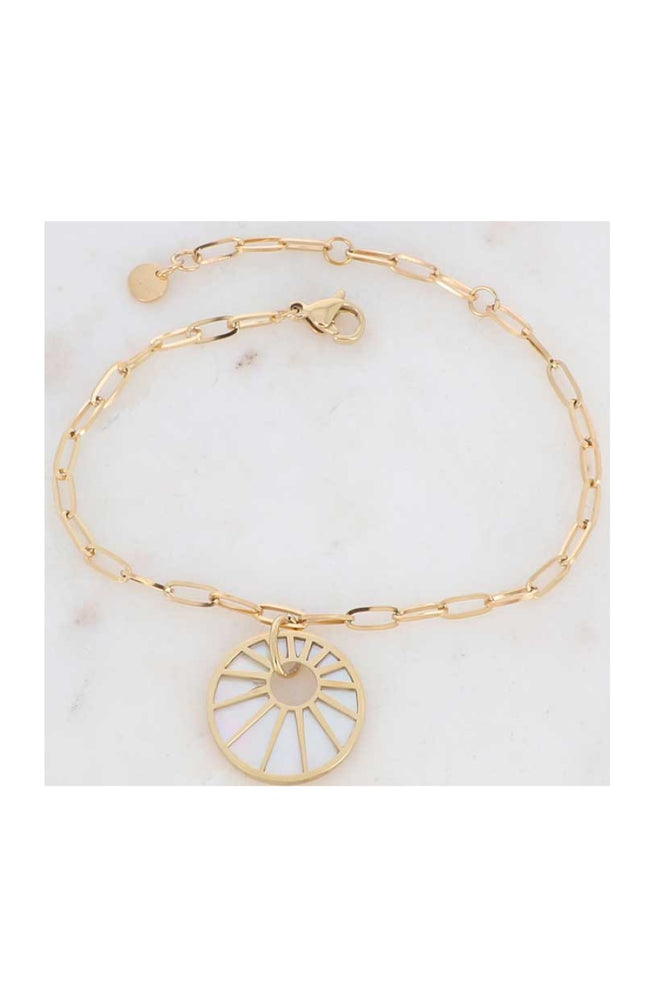 Bracelet - Acier inoxydable doré & acétate nacrée