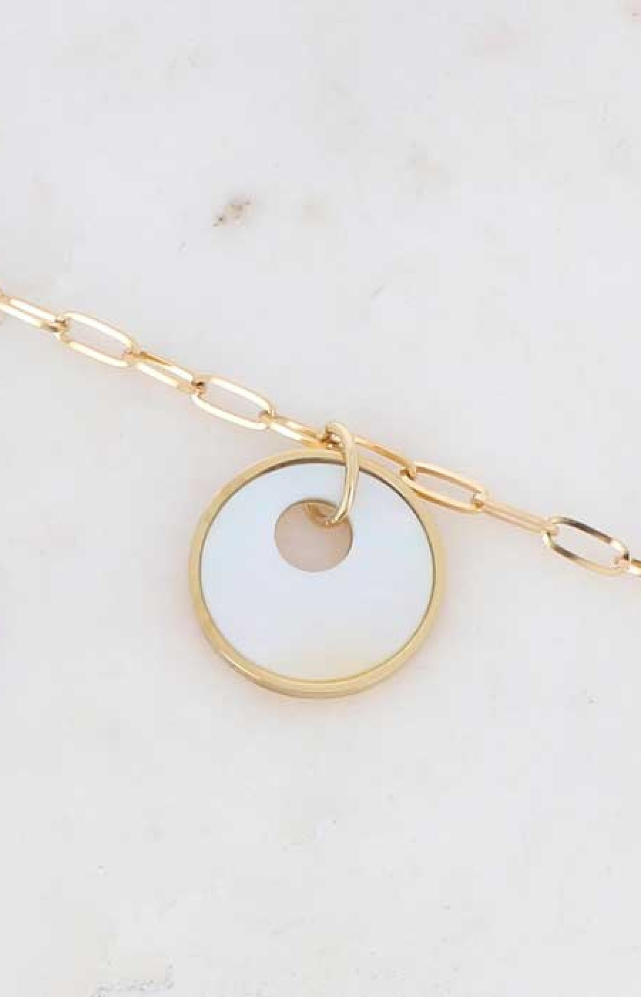 Bracelet - Acier inoxydable doré & acétate nacrée