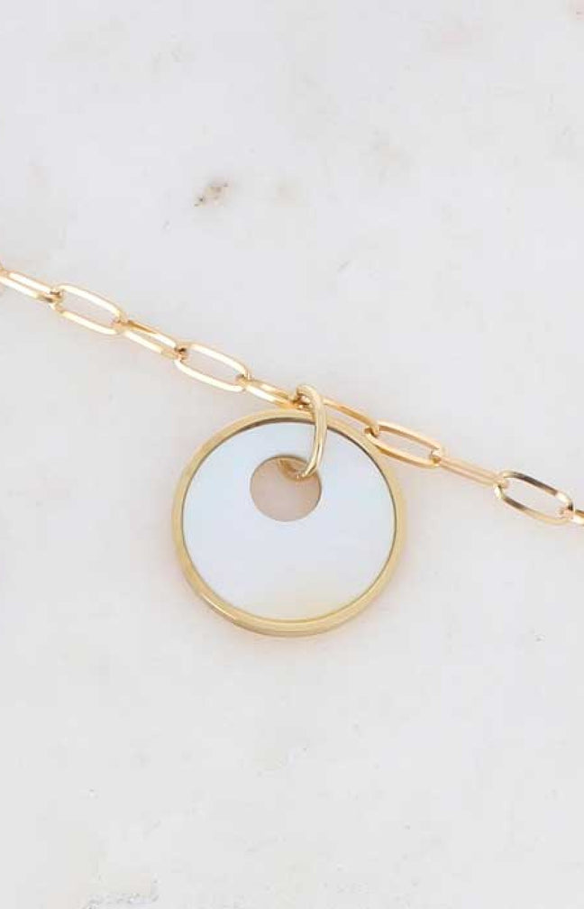 Bracelet - Acier inoxydable doré & acétate nacrée