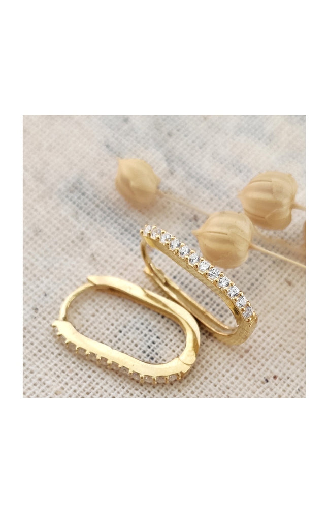 Boucles d'oreilles - Argent 925/000 plaqué or & zircons
