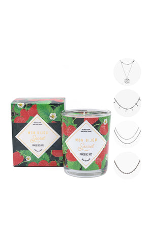Bougie parfumée - Fraise des bois - Collier laiton argenté - 40h