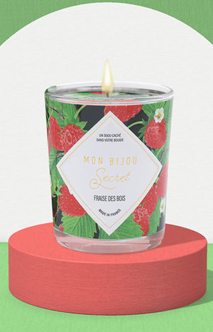 Bougie parfumée - Fraise des bois - Collier laiton argenté - 40h