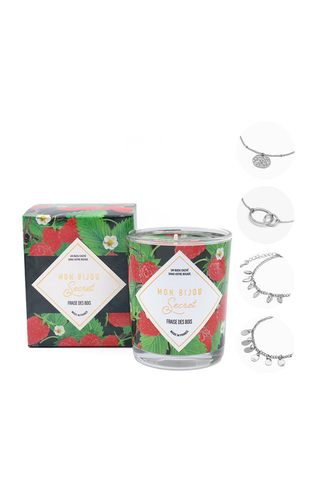 Bougie parfumée - Fraise des bois - Bracelet laiton argenté - 40h