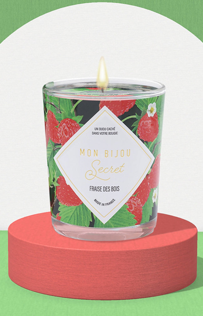 Bougie parfumée - Fraise des bois - Bracelet laiton argenté - 40h