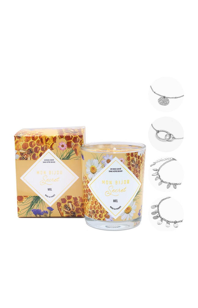 Bougie parfumée - Miel - Bracelet laiton argenté - 40h