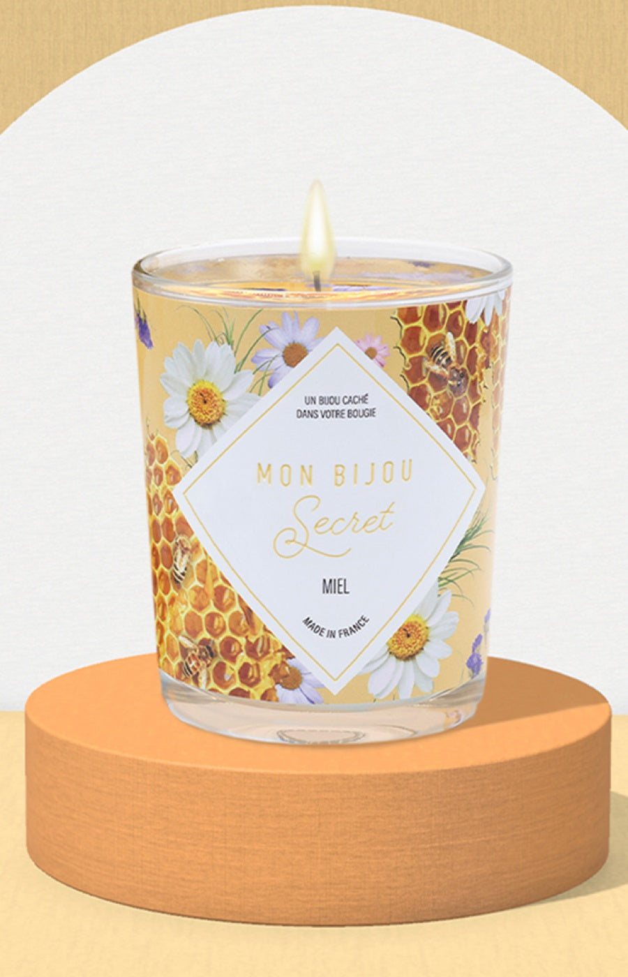 Bougie parfumée - Miel - Bracelet laiton argenté - 40h