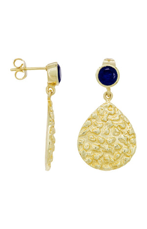 Boucles d'oreilles Yléna - Laiton doré & jade bleue