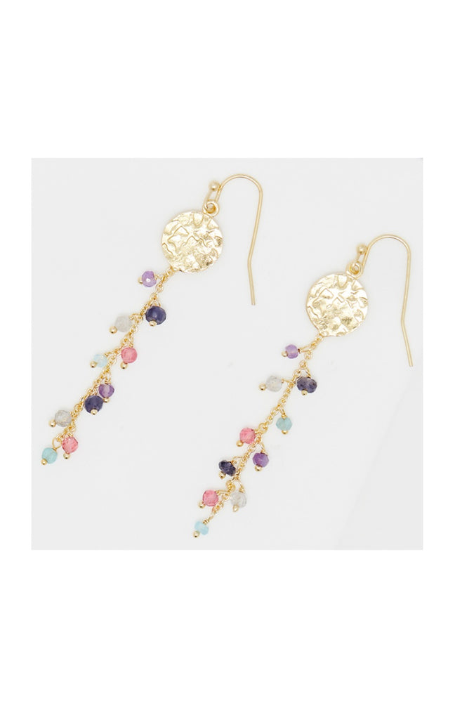 Boucles d'oreilles Hayley - Laiton doré & labradorite multicolore