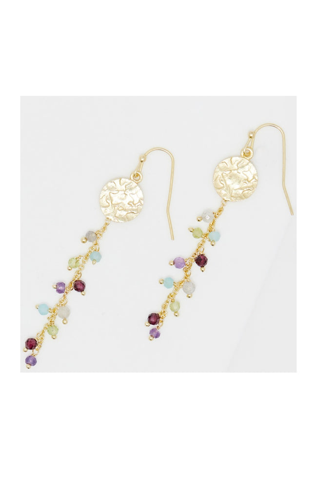 Boucles d'oreilles Hinata - Laiton doré & topaze multicolore