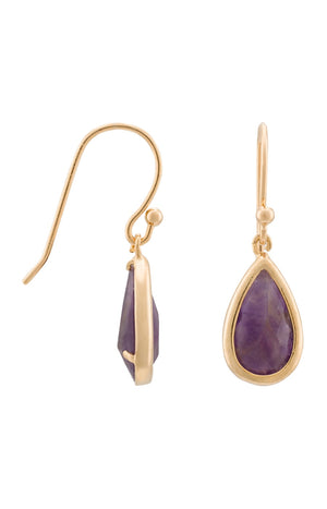 Boucles d'oreilles Lila - Laiton doré & améthyste violette