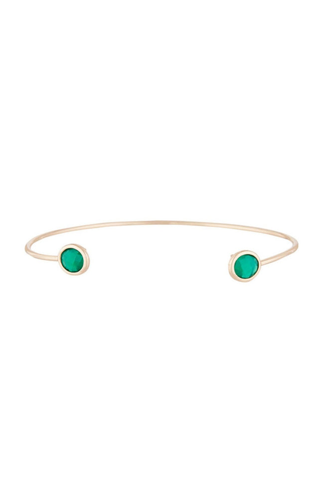 Bracelet Aya - Laiton doré & agate verte