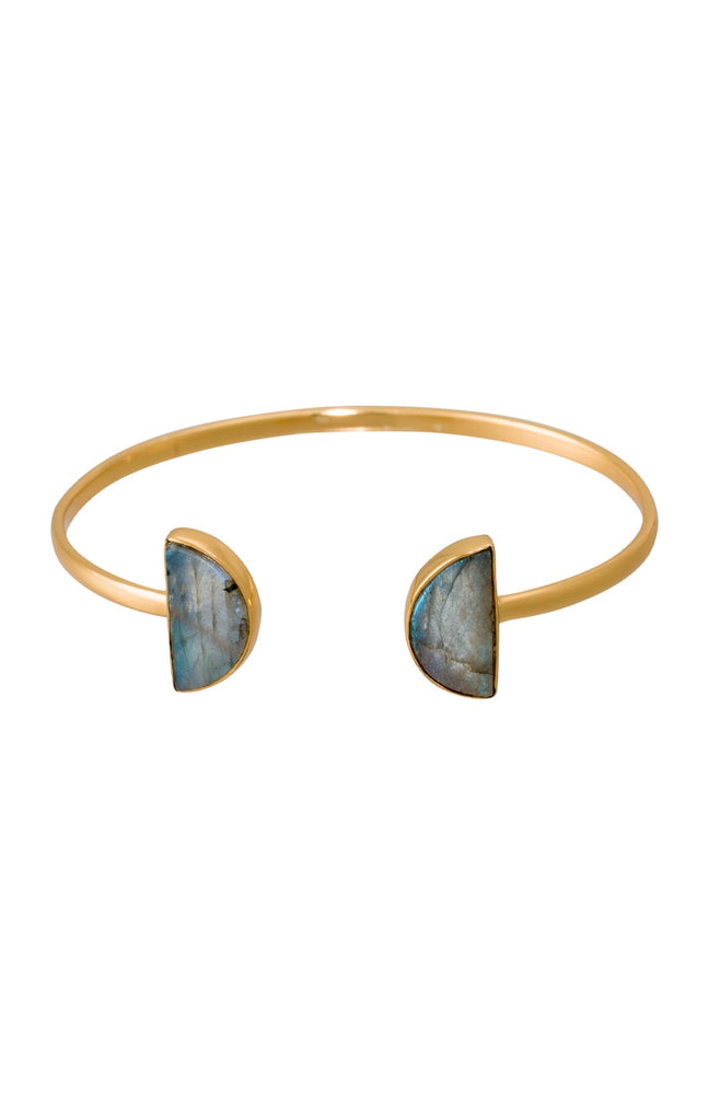 Bracelet Hilda - Laiton doré & labradorite grise