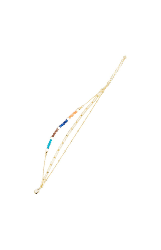 Bracelet Guillemette - Laiton doré & jade multicolore