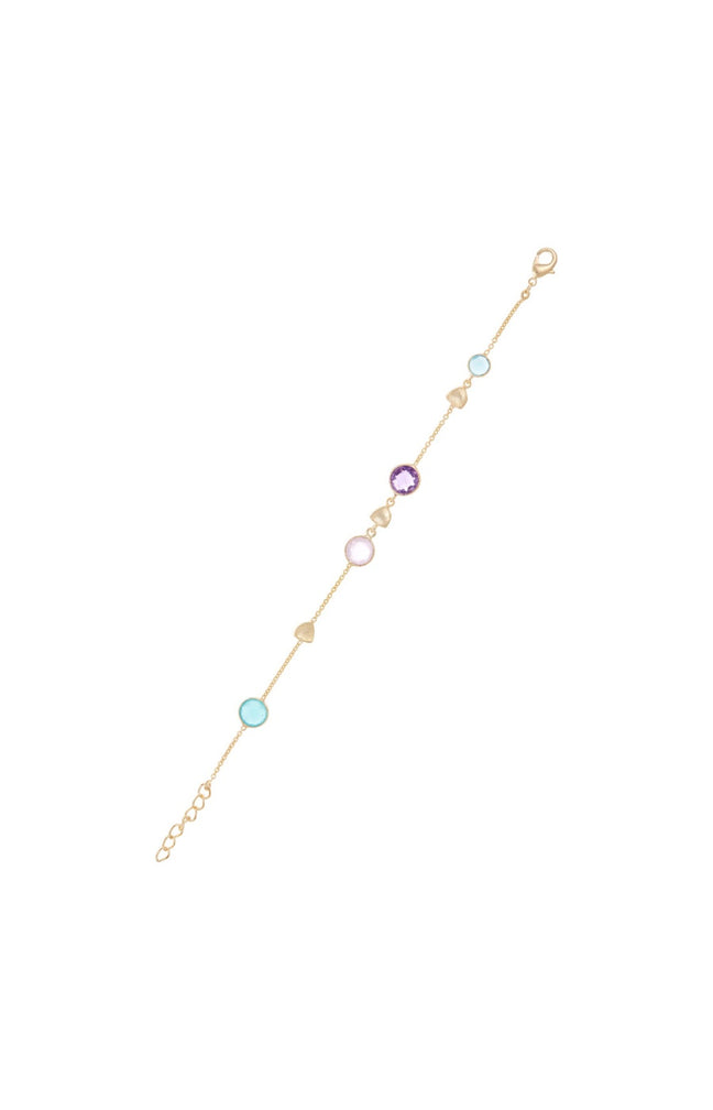 Bracelet Augustine - Laiton doré, améthyste, quartz & aqua calci