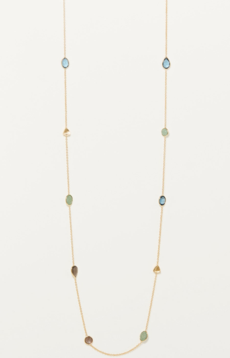 Collier Eulalie - Laiton doré, lolites, pierres de lune & aventurines