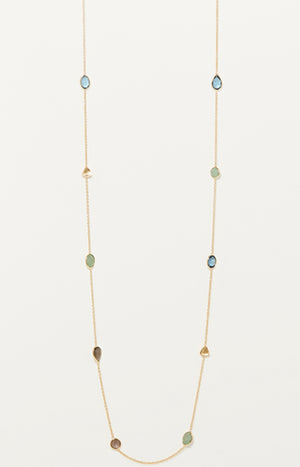 Collier Eulalie - Laiton doré, lolites, pierres de lune & aventurines