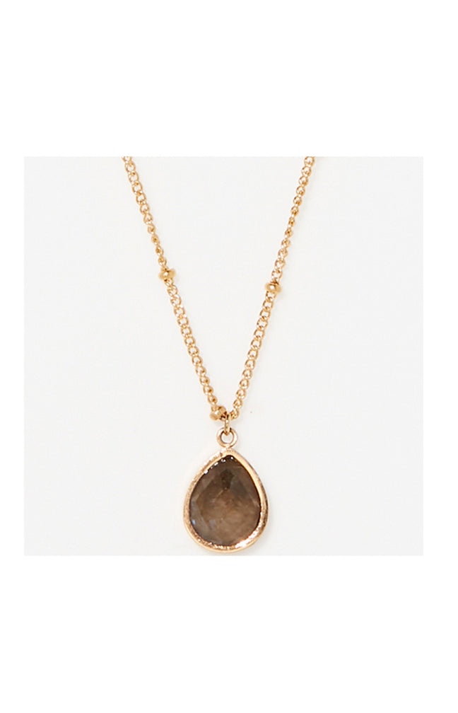 Collier - Laiton doré & labradorite marron