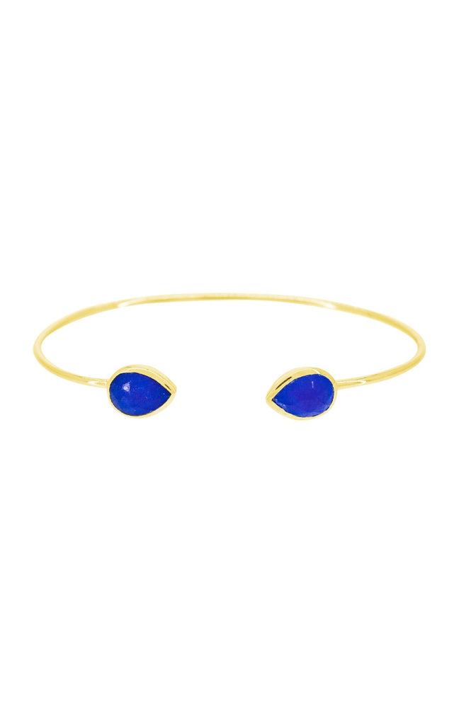 Bracelet Aude - Laiton doré  & jade bleue
