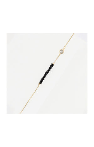 Bracelet Enora - Laiton doré, labradorite noire & spinelle noire