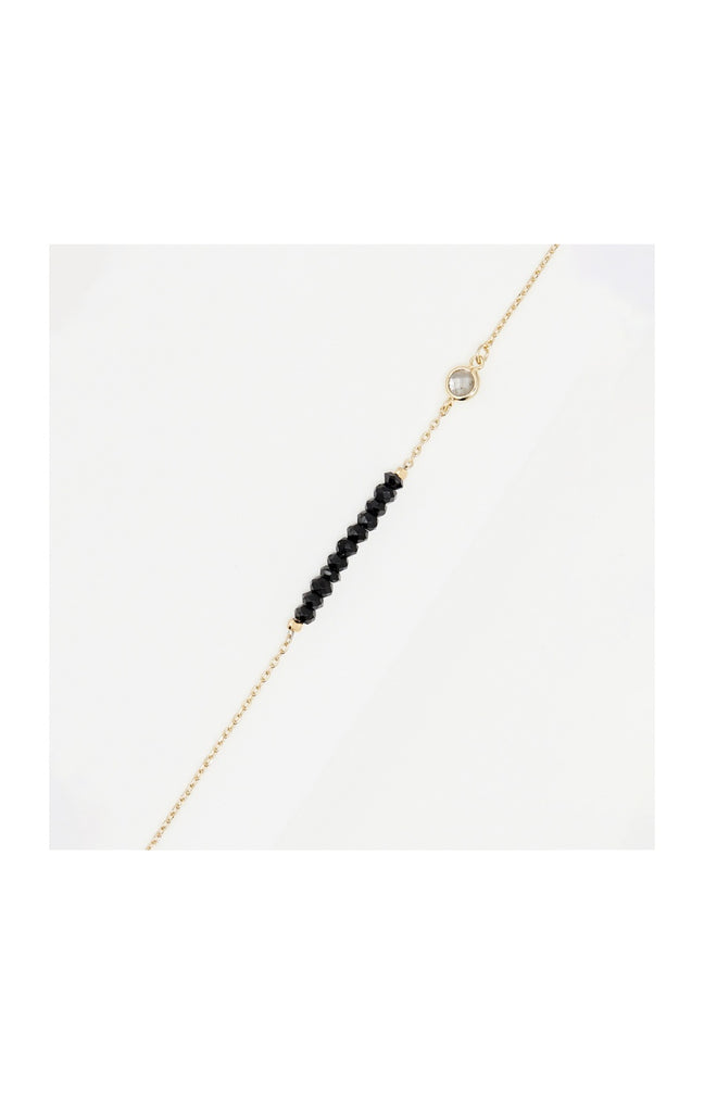 Bracelet Enora - Laiton doré, labradorite noire & spinelle noire