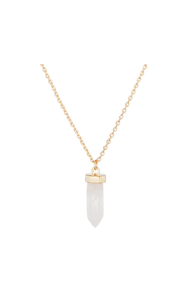 Collier Diana - Laiton doré & quartz rose