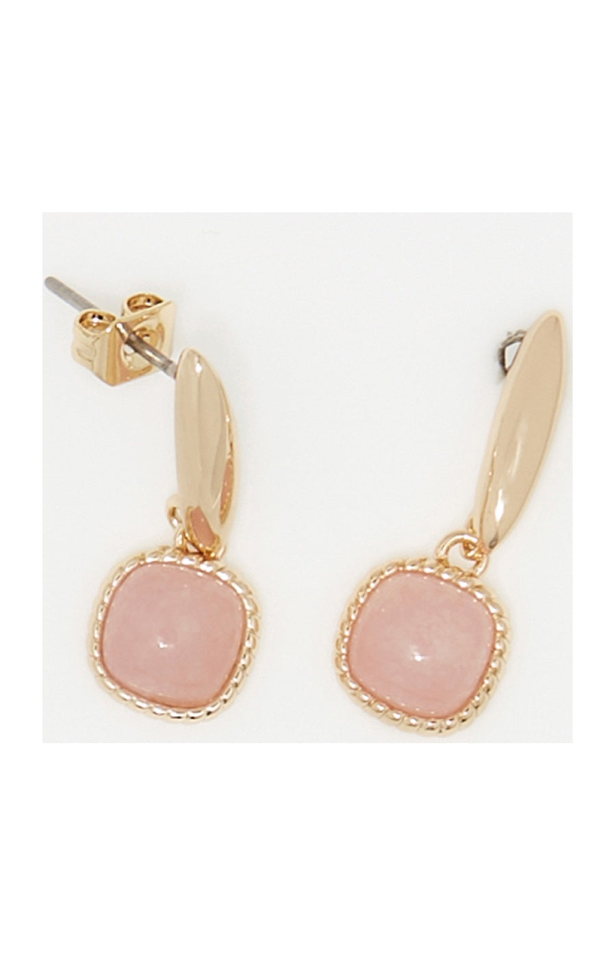 Boucle d'oreilles Phybie - Laiton doré & quartz rose