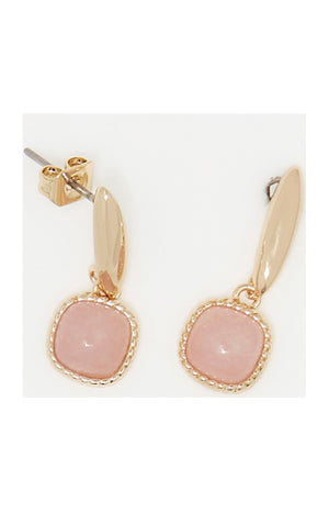 Boucle d'oreilles Phybie - Laiton doré & quartz rose