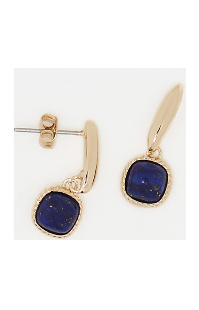 Boucle d'oreilles Phybie - Laiton doré & lapis