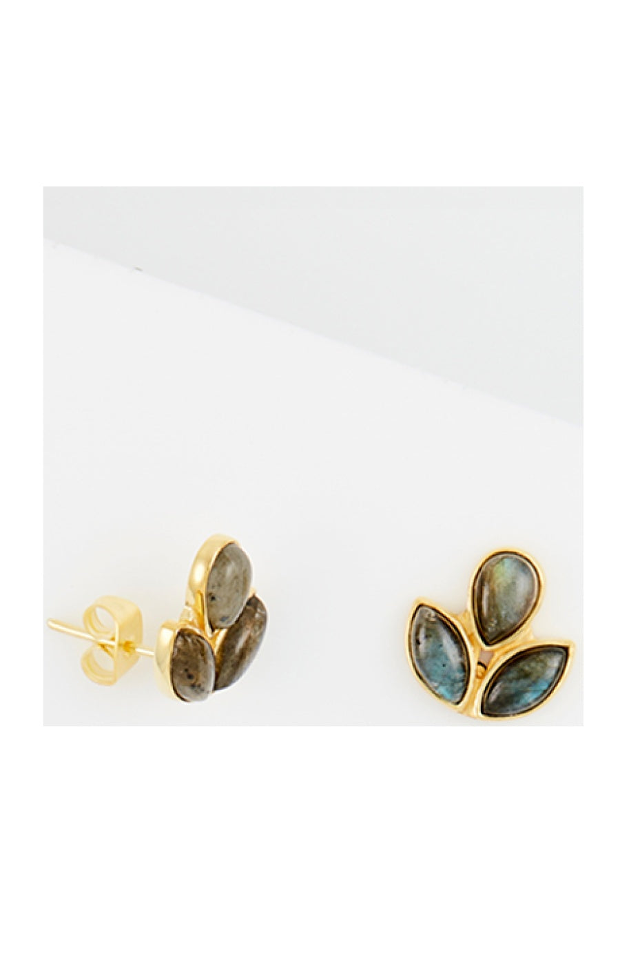 Boucles d'oreilles - Laiton doré & labradorite