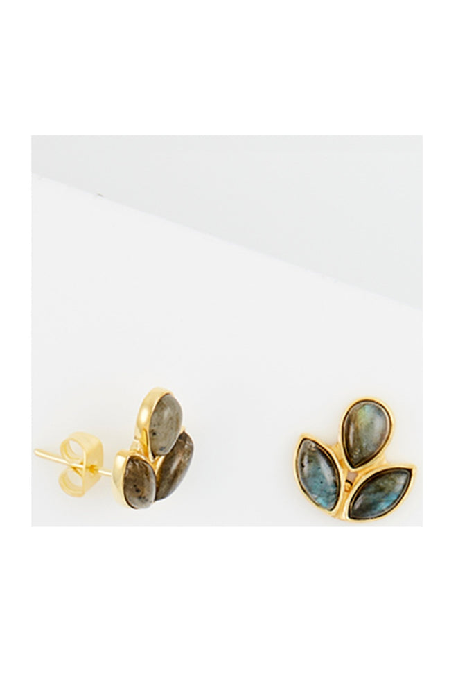 Boucles d'oreilles - Laiton doré & labradorite