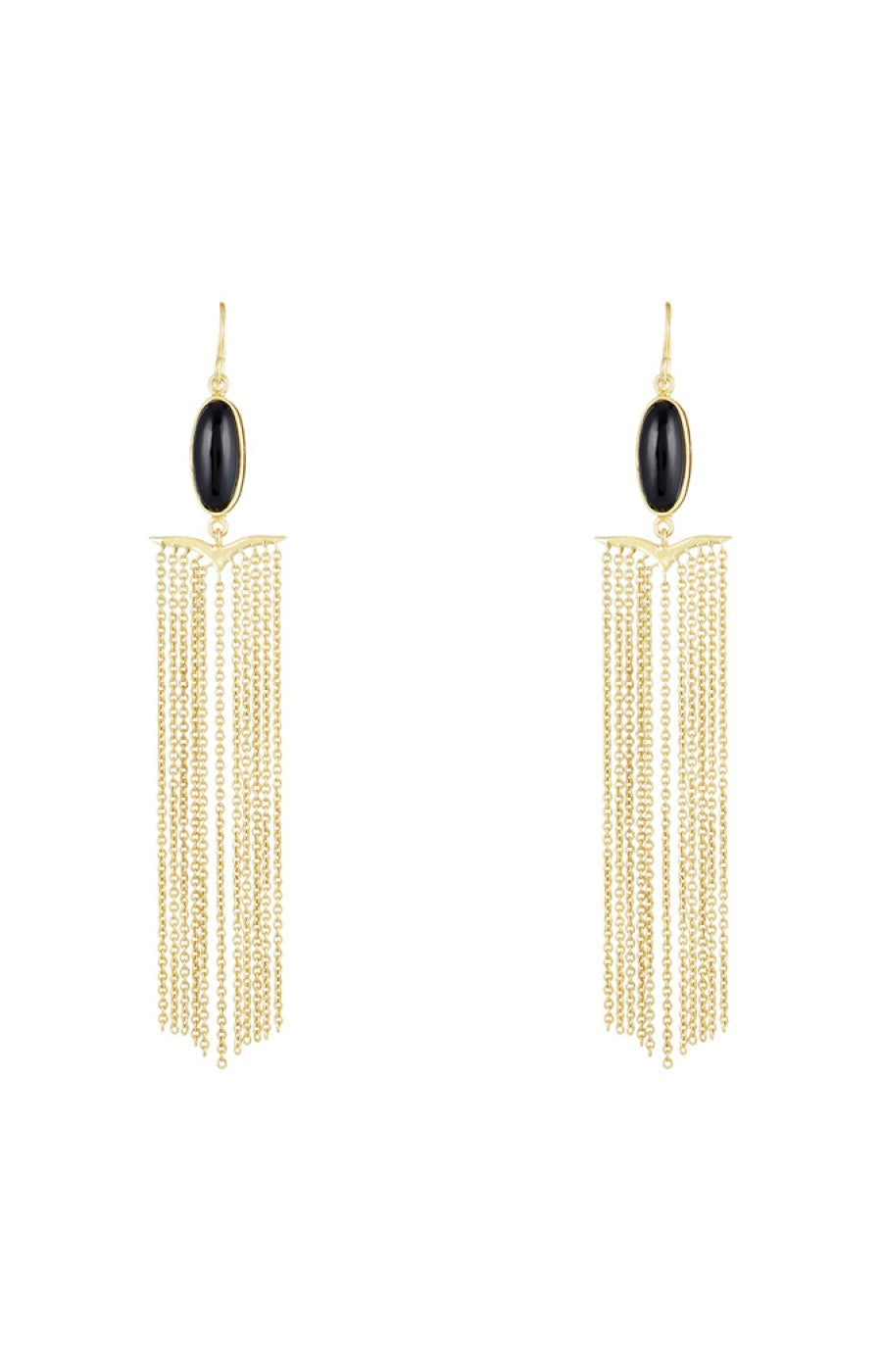 Boucles d'oreilles Cléa - Laiton doré & labradorite & onyx noire