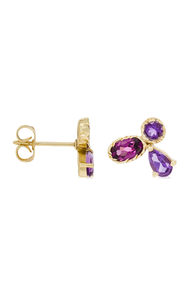 Boucles d'oreilles Graziella - Laiton doré & améthyste violette