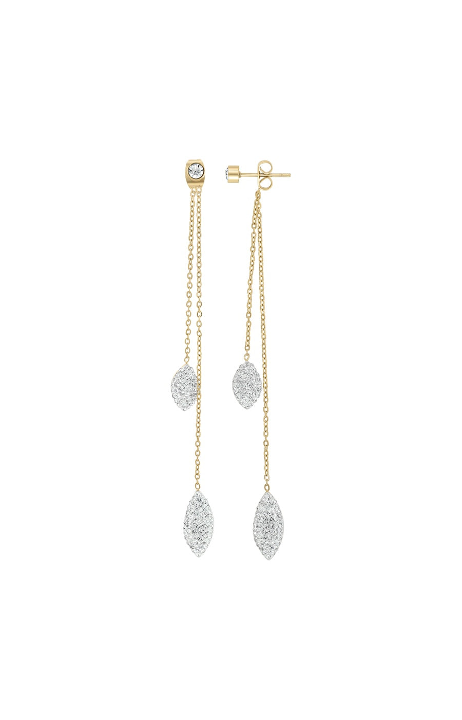 Boucles d'oreilles - Acier inoxydable doré & cristaux - Argenté