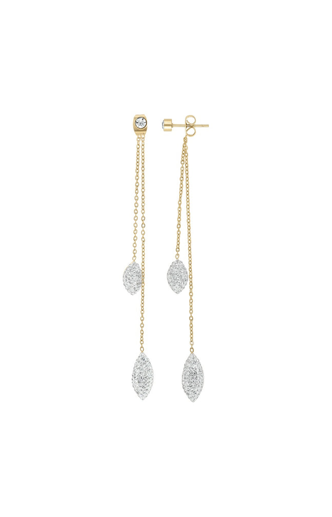 Boucles d'oreilles - Acier inoxydable doré & cristaux - Argenté