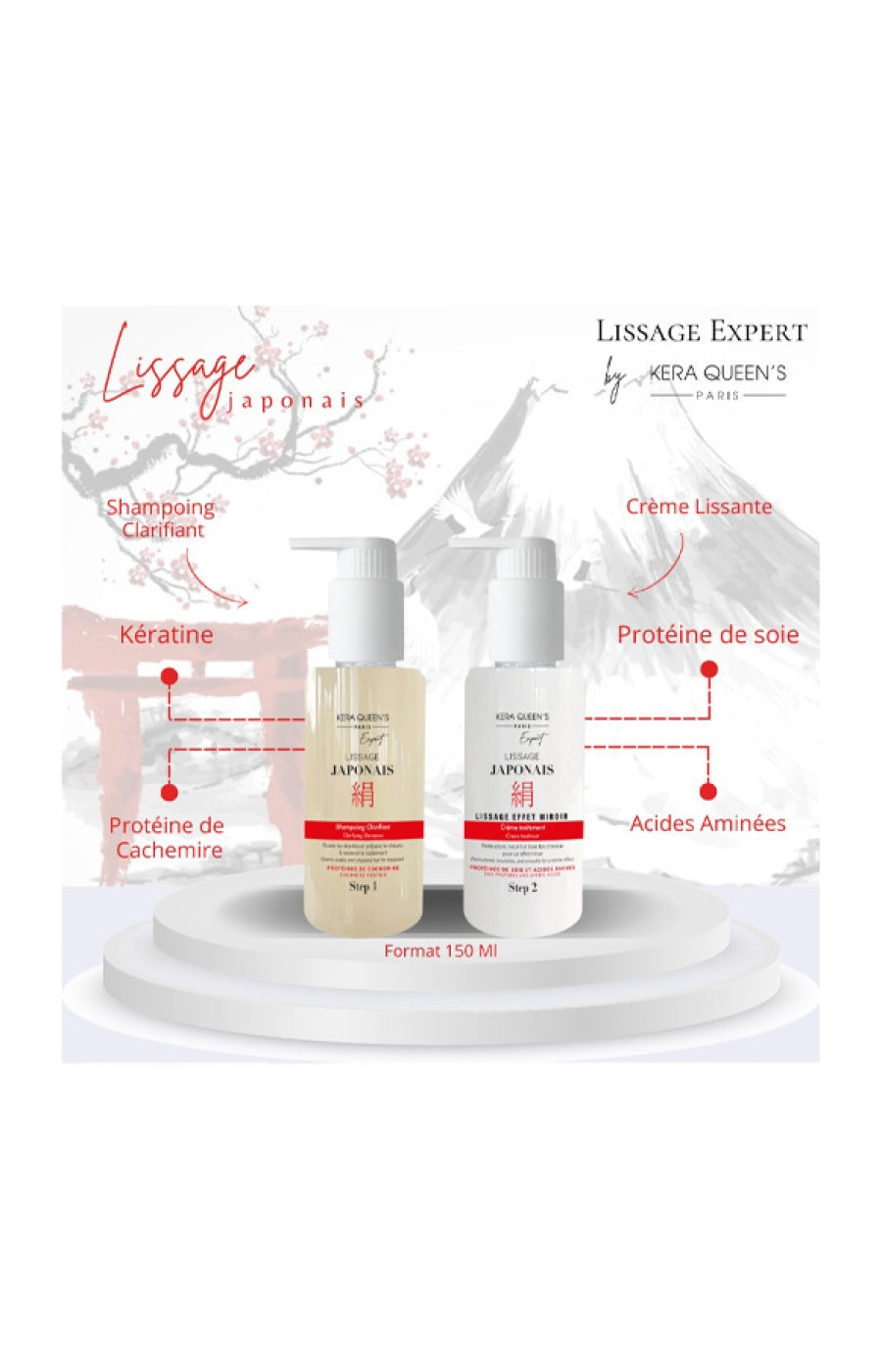 Kit lissage japonais - Shampoing clarifiant & crème lissante - 2 x 150 ml
