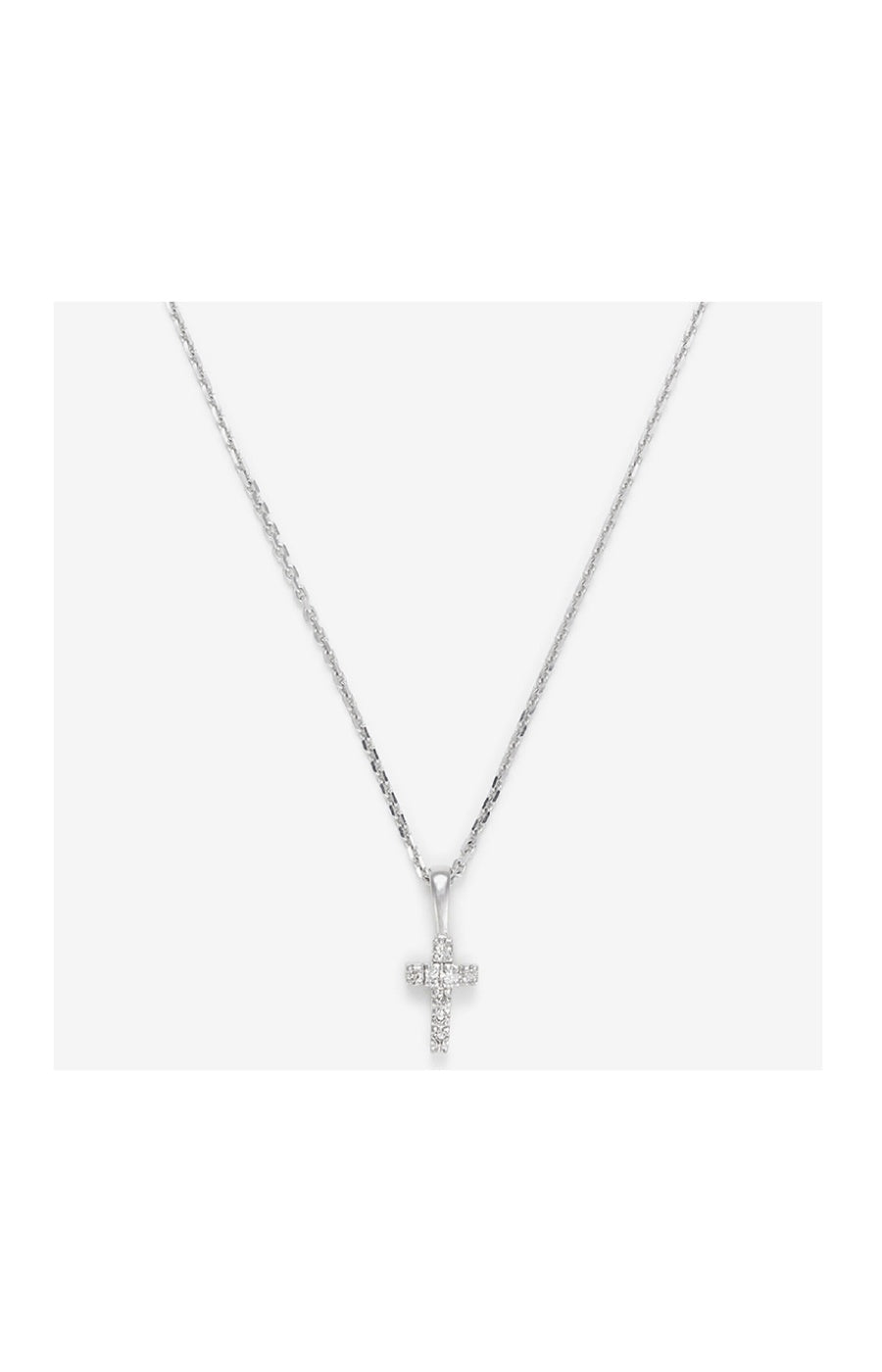 Pendentif Mini croix - Or blanc 375/1000 & diamants 0,02 ct